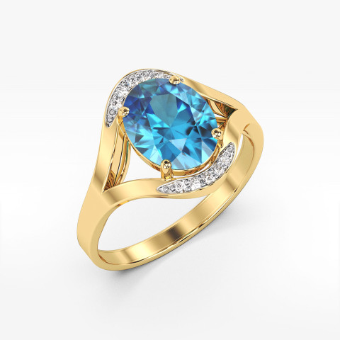 Pierścionek z żółtego złota z topazem Swiss - próba 585 3,04CT PV-046AT