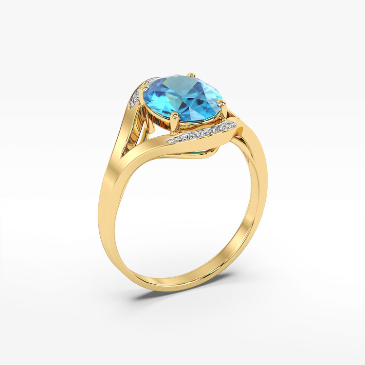 Pierścionek z żółtego złota z topazem Swiss - próba 585 3,04CT PV-046AT