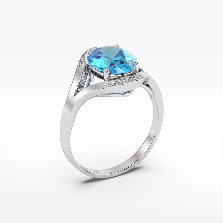 Pierścionek z białego złota z topazem Swiss - próba 585 3,04CT PV-046BT