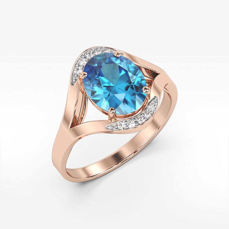 Pierścionek z różowego złota z topazem Swiss - próba 585 3,04CT PV-046CT