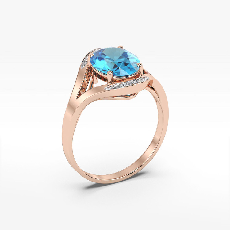 Pierścionek z różowego złota z topazem Swiss - próba 585 3,04CT PV-046CT