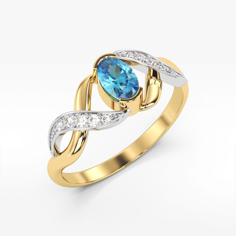 Pierścionek z żółtego złota z topazem Swiss - próba 585 0,55CT PV-079AT