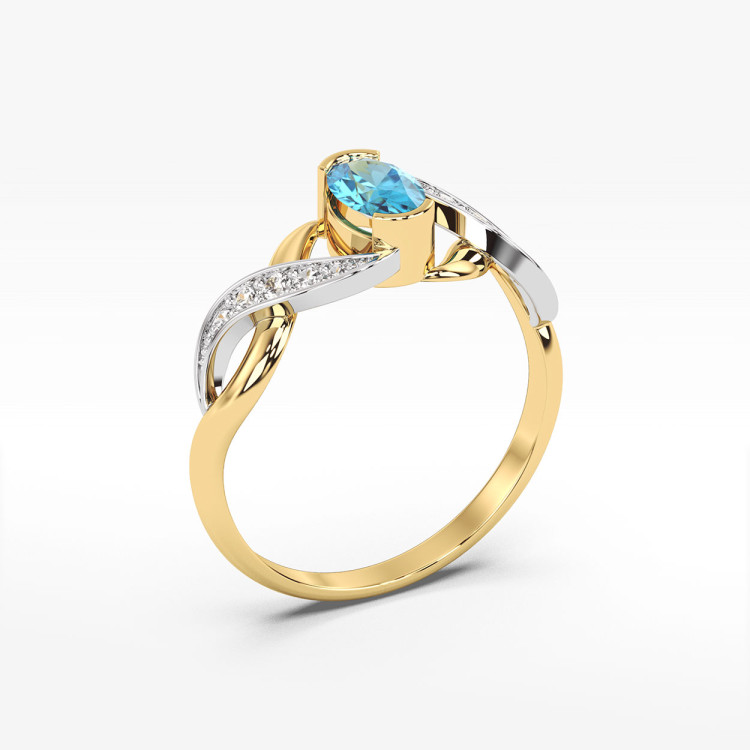 Pierścionek z żółtego złota z topazem Swiss - próba 585 0,55CT PV-079AT
