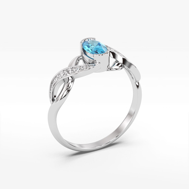 Pierścionek z białego złota z topazem Swiss - próba 585 0,55CT PV-079BT