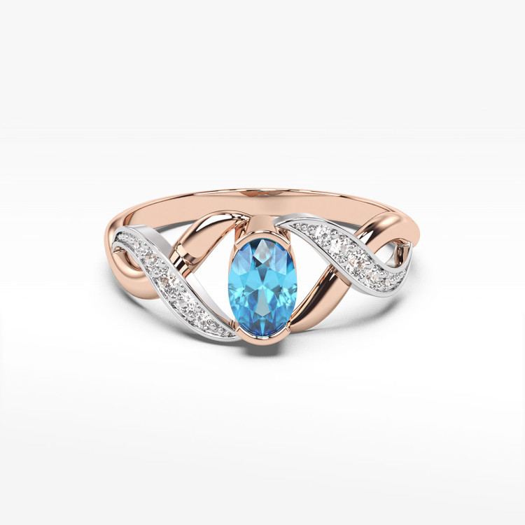 Pierścionek z różowego złota z topazem Swiss - próba 585 0,55CT PV-079CT
