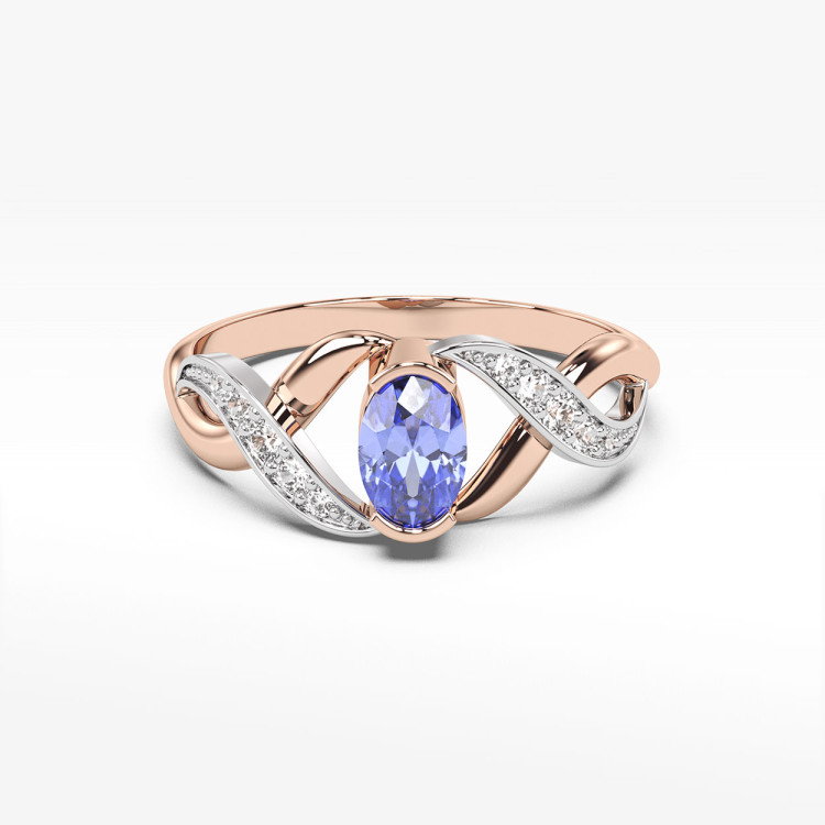 Pierścionek z różowego złota z tanzanitem - próba 585 0,45CT PV-079CTAN
