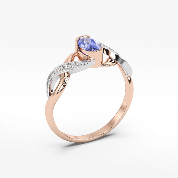 Pierścionek z różowego złota z tanzanitem - próba 585 0,45CT PV-079CTAN