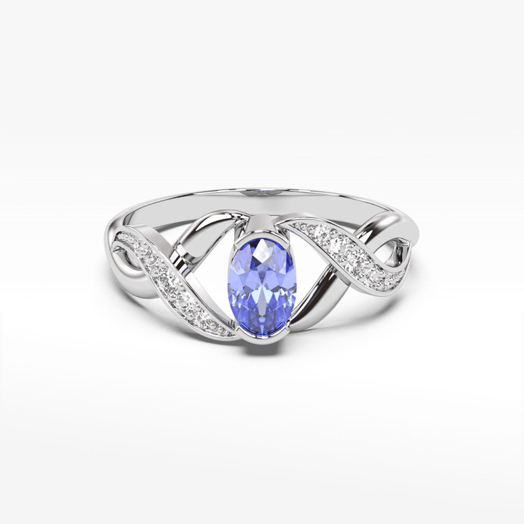 Pierścionek z białego złota z tanzanitem - próba 585 0,45CT PV-079BTAN