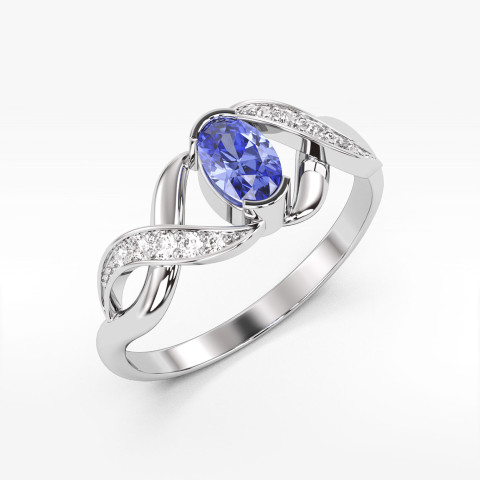 Pierścionek z białego złota z tanzanitem - próba 585 0,45CT PV-079BTAN