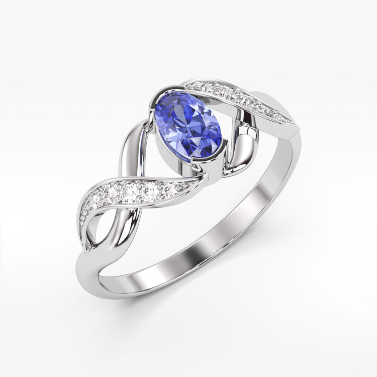 Pierścionek z białego złota z tanzanitem - próba 585 0,45CT PV-079BTAN