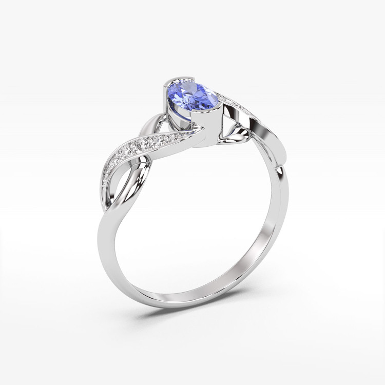 Pierścionek z białego złota z tanzanitem - próba 585 0,45CT PV-079BTAN