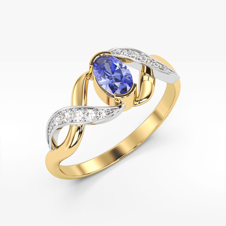 Pierścionek z żółtego złota z tanzanitem - próba 585 0,45CT PV-079ATAN
