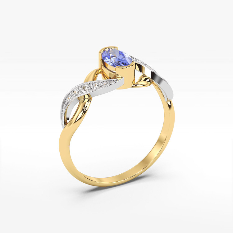 Pierścionek z żółtego złota z tanzanitem - próba 585 0,45CT PV-079ATAN
