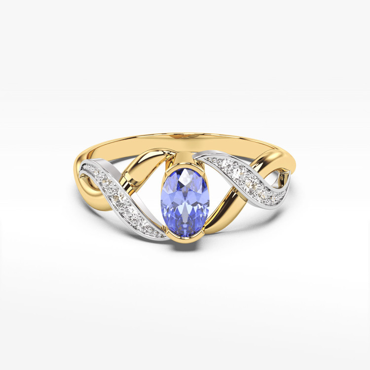 Pierścionek z żółtego złota z tanzanitem - próba 585 0,45CT PV-079ATAN