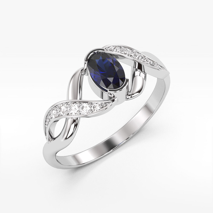 Pierścionek z białego złota z szafirem - próba 585 0,75CT PV-079BS