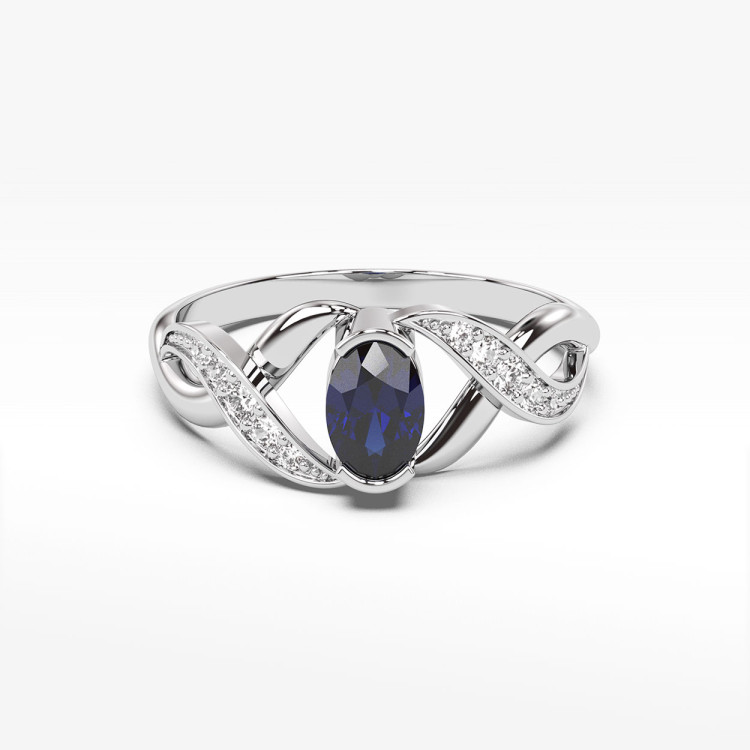 Pierścionek z białego złota z szafirem - próba 585 0,75CT PV-079BS