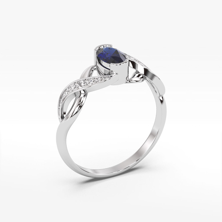 Pierścionek z białego złota z szafirem - próba 585 0,75CT PV-079BS