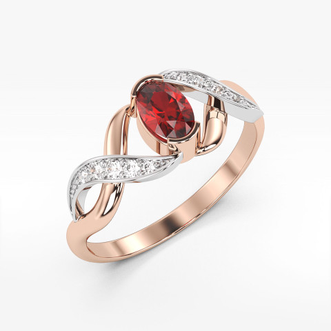 Pierścionek z różowego złota z rubinem - próba 585 0,65CT PV-079CR