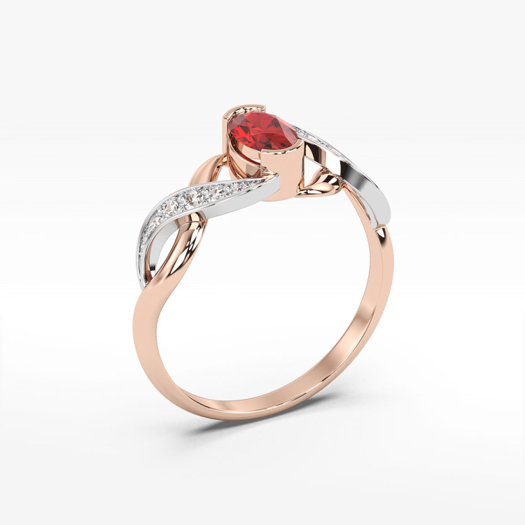 Pierścionek z różowego złota z rubinem - próba 585 0,65CT PV-079CR