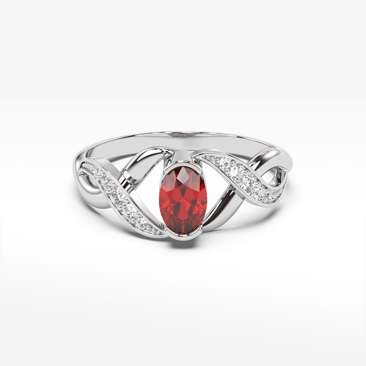 Pierścionek z białego złota z rubinem - próba 585 0,65CT PV-079BR