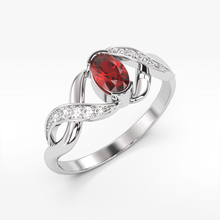 Pierścionek z białego złota z rubinem - próba 585 0,65CT PV-079BR