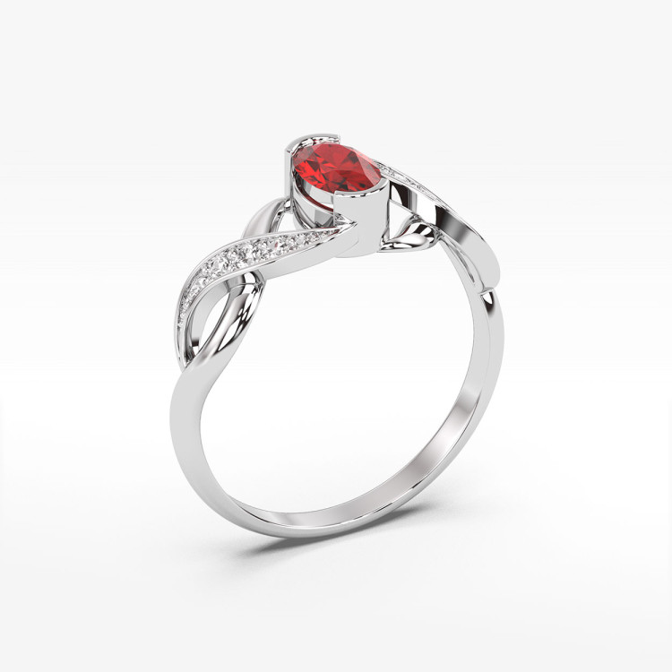 Pierścionek z białego złota z rubinem - próba 585 0,65CT PV-079BR