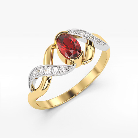 Pierścionek z żółtego złota z rubinem - próba 585 0,65CT PV-079AR
