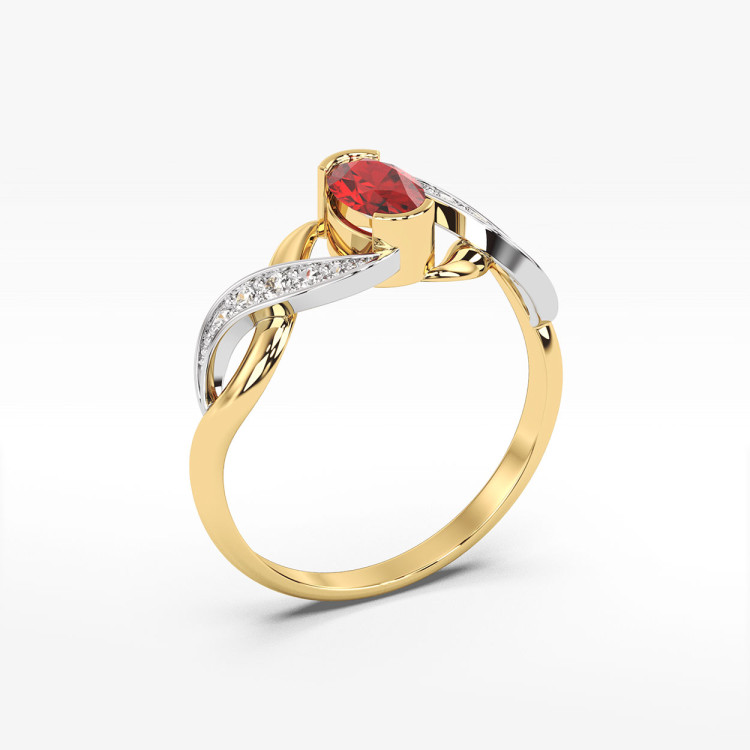 Pierścionek z żółtego złota z rubinem - próba 585 0,65CT PV-079AR