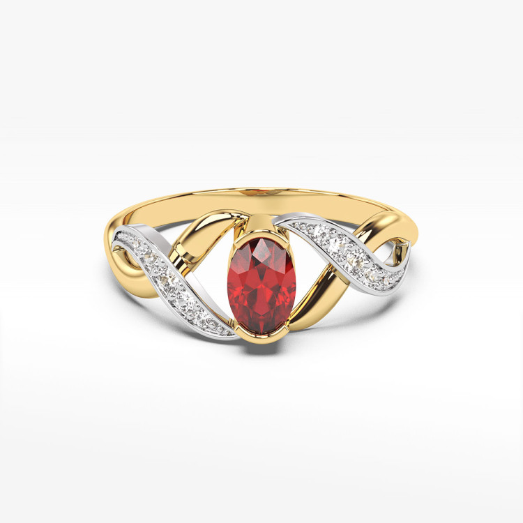 Pierścionek z żółtego złota z rubinem - próba 585 0,65CT PV-079AR