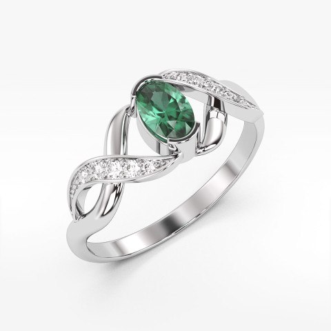 Pierścionek z białego złota ze szmaragdem - próba 585 0,45CT PV-079BSZ