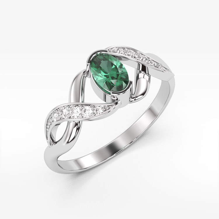 Pierścionek z białego złota ze szmaragdem - próba 585 0,45CT PV-079BSZ