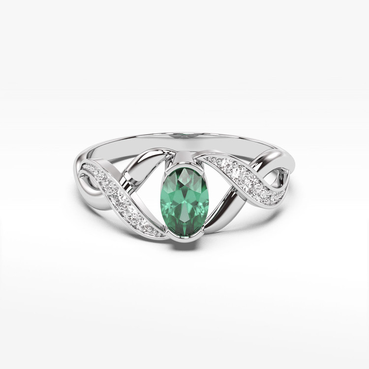 Pierścionek z białego złota ze szmaragdem - próba 585 0,45CT PV-079BSZ