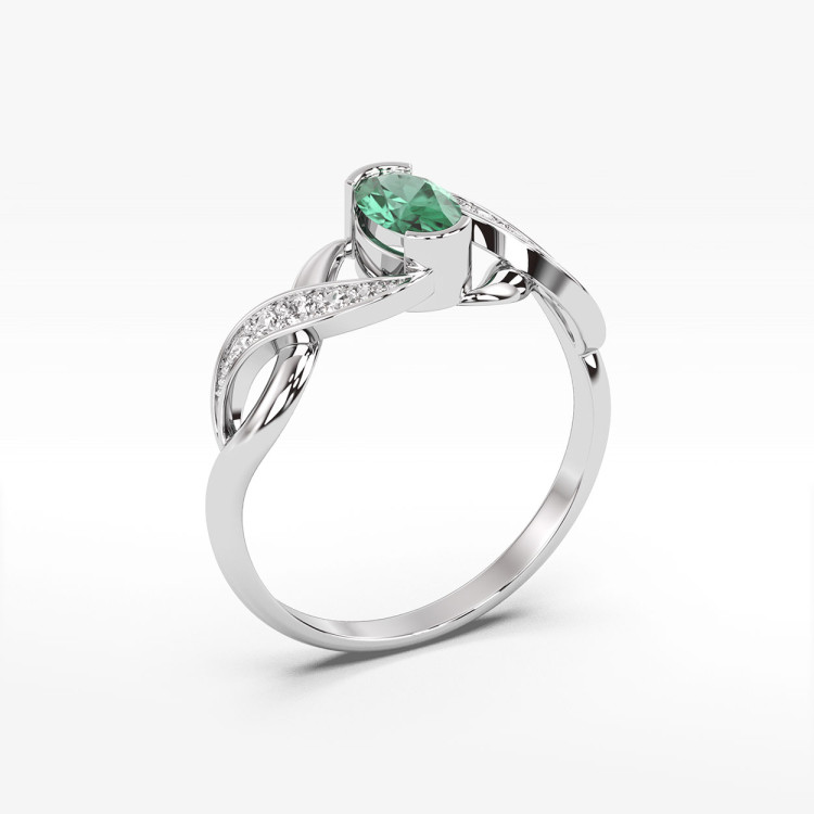 Pierścionek z białego złota ze szmaragdem - próba 585 0,45CT PV-079BSZ