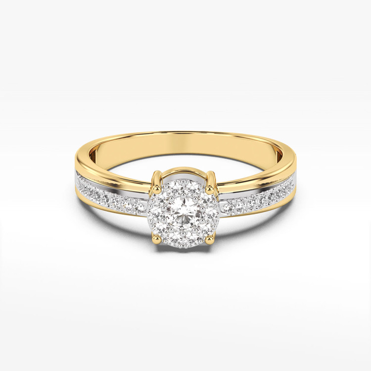 Pierścionek z żółtego złota z diamentami  - próba 585 0,26CT PV-099A