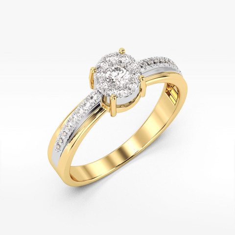 Pierścionek z żółtego złota z diamentami  - próba 585 0,26CT PV-099A