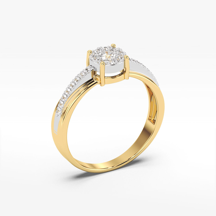 Pierścionek z żółtego złota z diamentami  - próba 585 0,26CT PV-099A