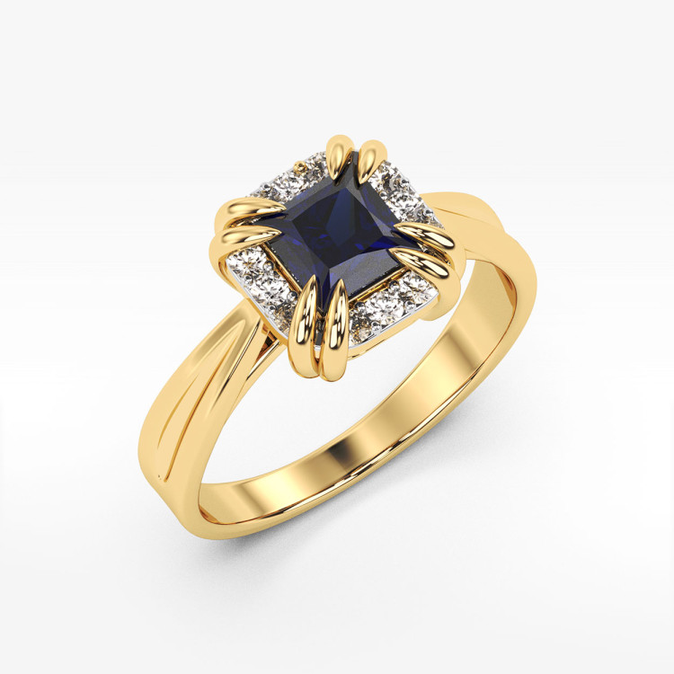 Pierścionek z żółtego złota z szafirem - próba 585 0,76CT PV-103AS