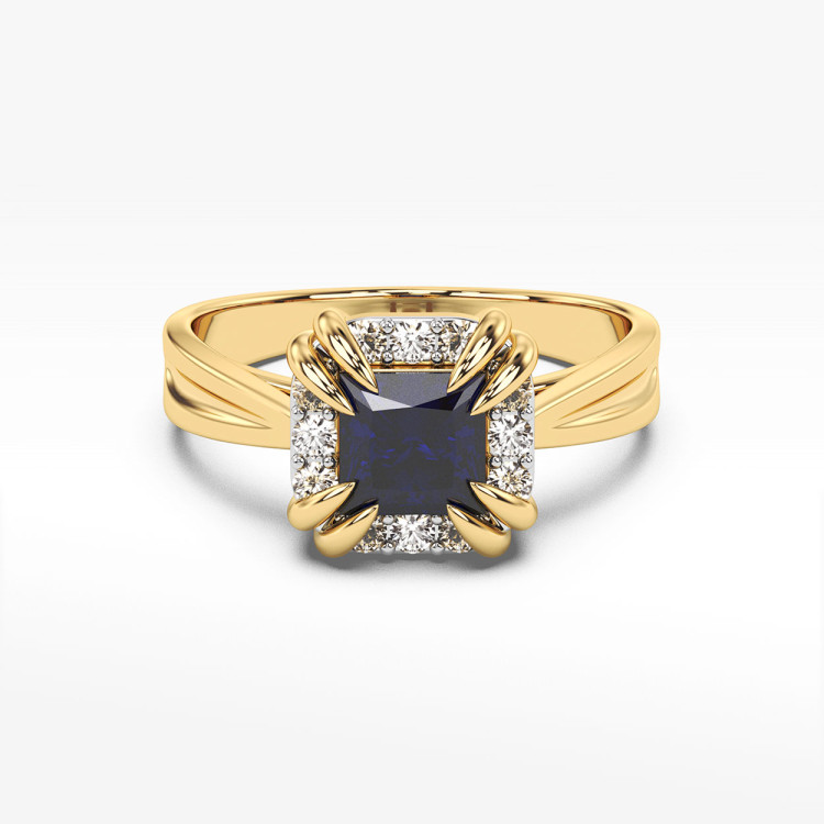 Pierścionek z żółtego złota z szafirem - próba 585 0,76CT PV-103AS
