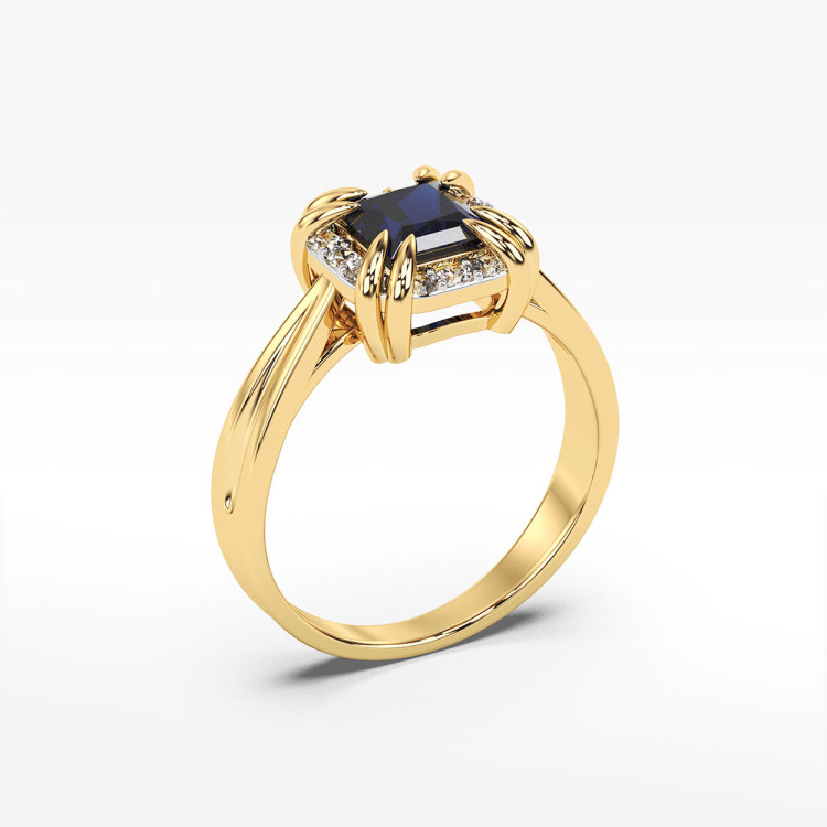 Pierścionek z żółtego złota z szafirem - próba 585 0,76CT PV-103AS