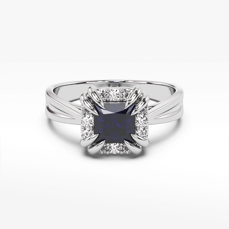 Pierścionek z białego złota z szafirem - próba 585 0,76CT PV-103BS