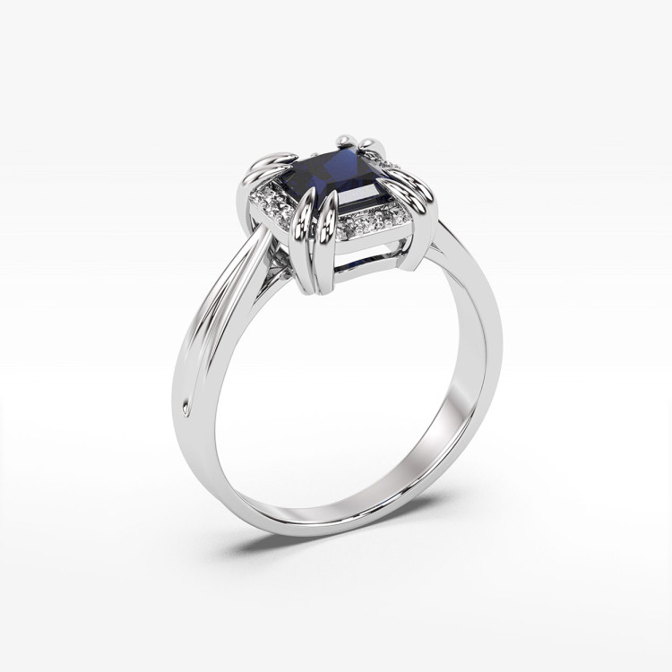 Pierścionek z białego złota z szafirem - próba 585 0,76CT PV-103BS