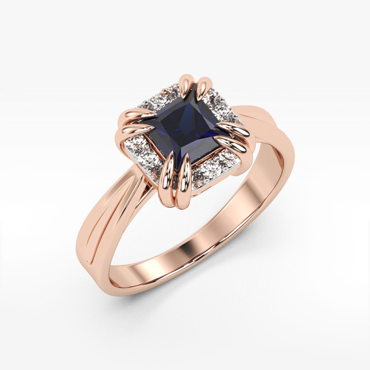 Pierścionek z różowego złota z szafirem - próba 585 0,76CT PV-103CS