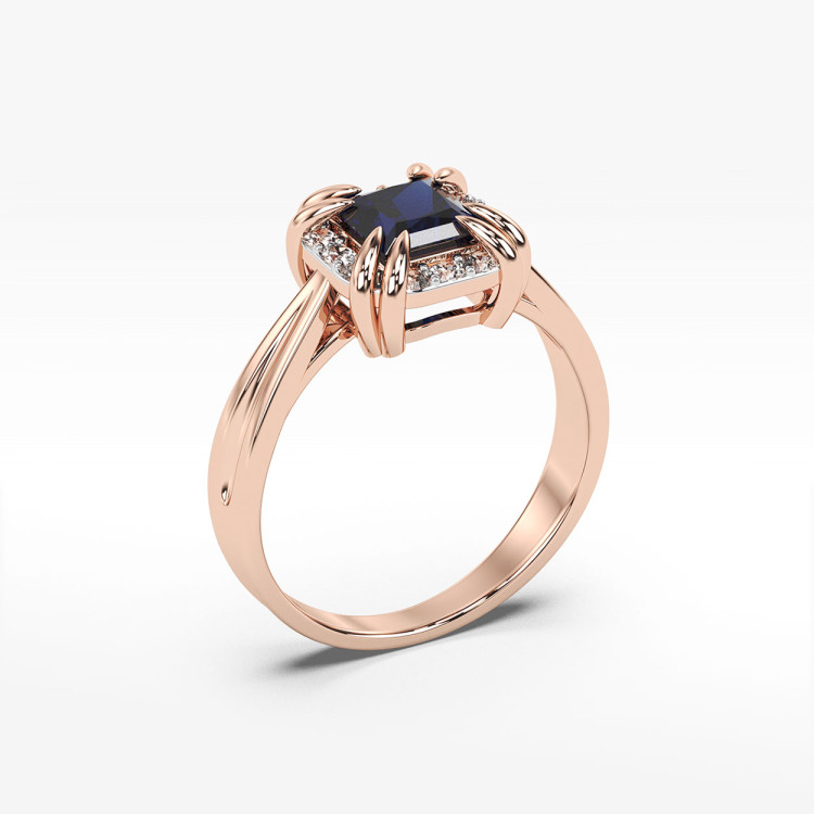 Pierścionek z różowego złota z szafirem - próba 585 0,76CT PV-103CS