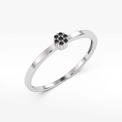 Pierścionek z białego złota z czarnymi diamentami  - próba 585 0,035CT PV-143BCZ