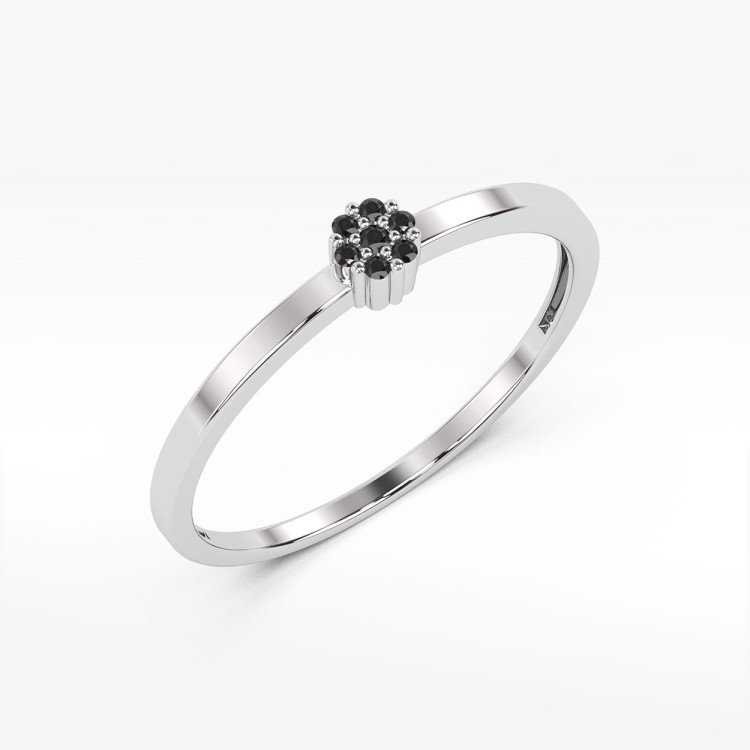 Pierścionek z białego złota z czarnymi diamentami  - próba 585 0,035CT PV-143BCZ
