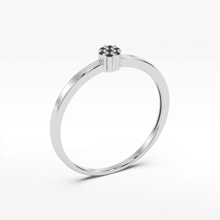 Pierścionek z białego złota z czarnymi diamentami  - próba 585 0,035CT PV-143BCZ