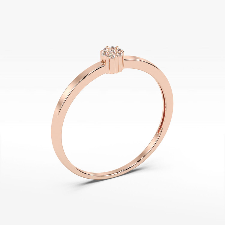 Pierścionek z różowego złota z diamentami - próba 585 0,04CT PV-143C