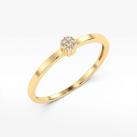 Pierścionek z żółtego złota z diamentami - próba 585 0,04CT PV-143A