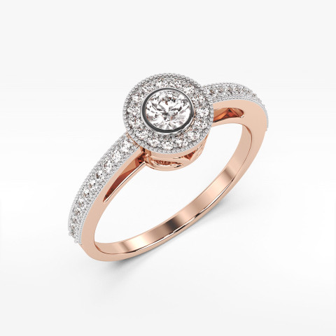 Pierścionek z różowego złota z diamentami  - próba 585 0,38CT PV-247C