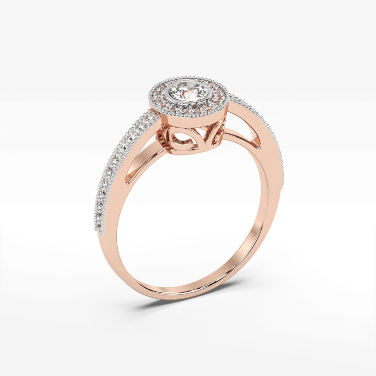 Pierścionek z różowego złota z diamentami  - próba 585 0,38CT PV-247C